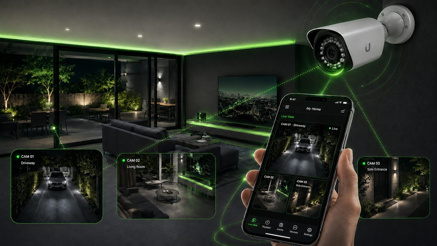 CCTV cameras with remote mobile viewing at a modern Johannesburg home